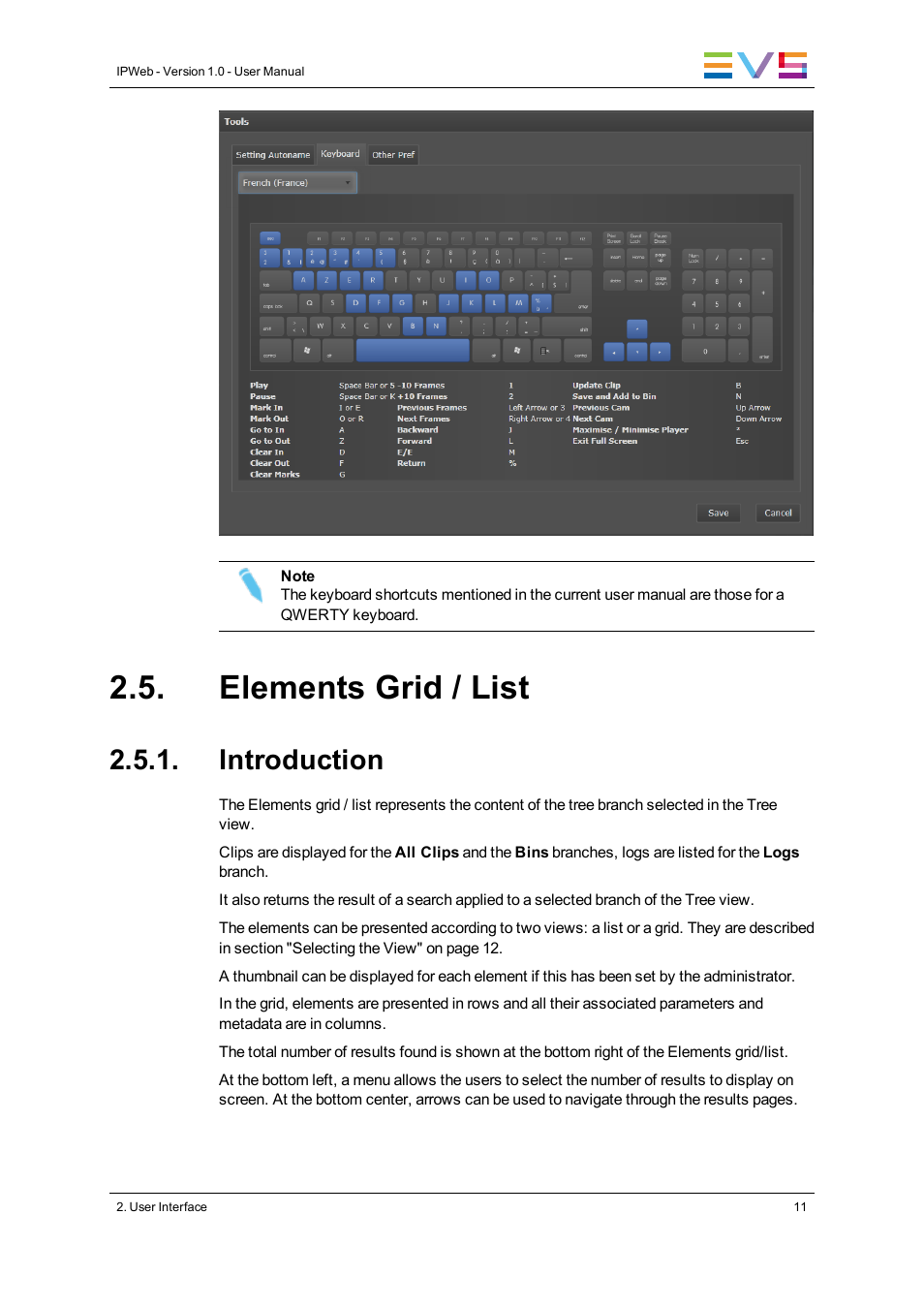 Elements grid / list, Introduction | EVS IPWeb Version 1.0 - June 2013 User Manual User Manual | Page 19 / 76
