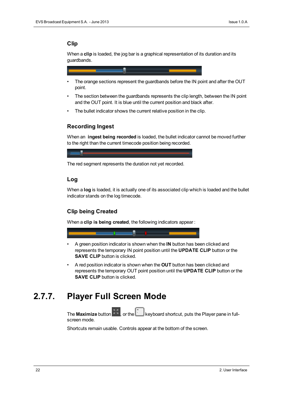 Player full screen mode | EVS IPWeb Version 1.0 - June 2013 User Manual User Manual | Page 30 / 76