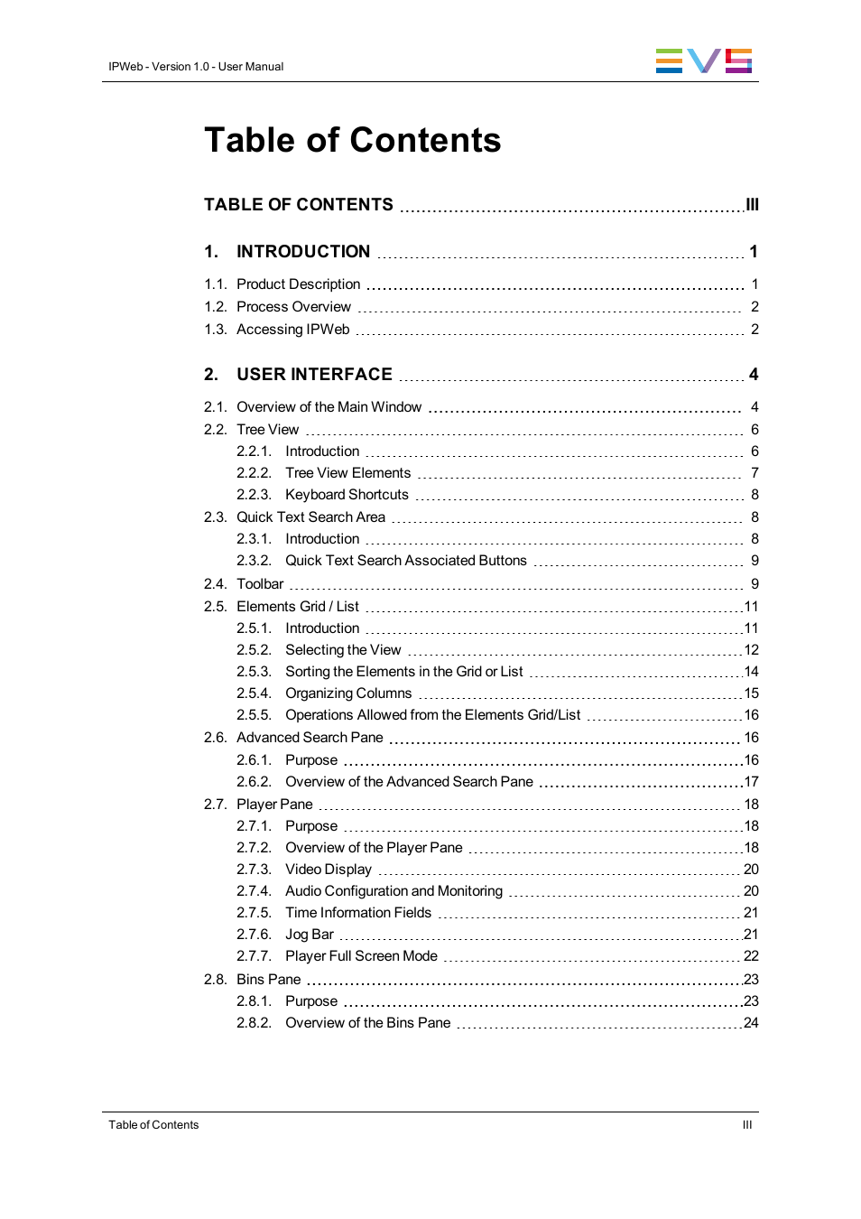 EVS IPWeb Version 1.0 - June 2013 User Manual User Manual | Page 5 / 76