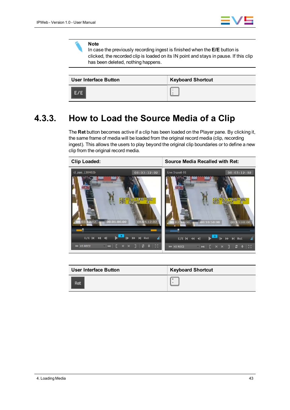 How to load the source media of a clip | EVS IPWeb Version 1.0 - June 2013 User Manual User Manual | Page 51 / 76