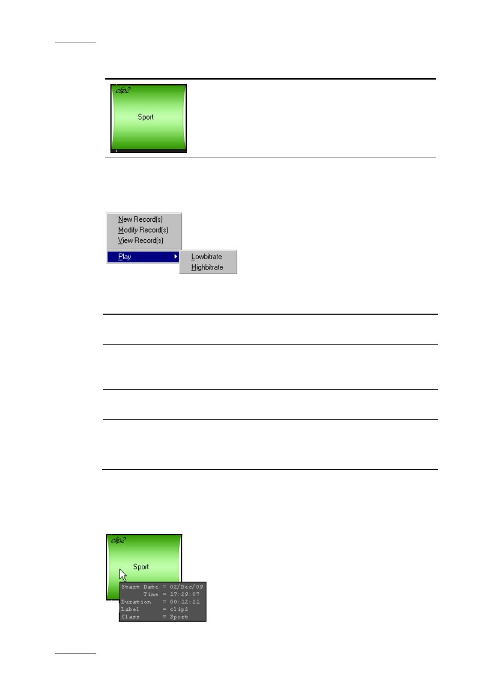 Block contextual menu, Block tooltip | EVS XEDIO Ingest Organizer Version 3.1 - January 2011 User Manual User Manual | Page 19 / 22