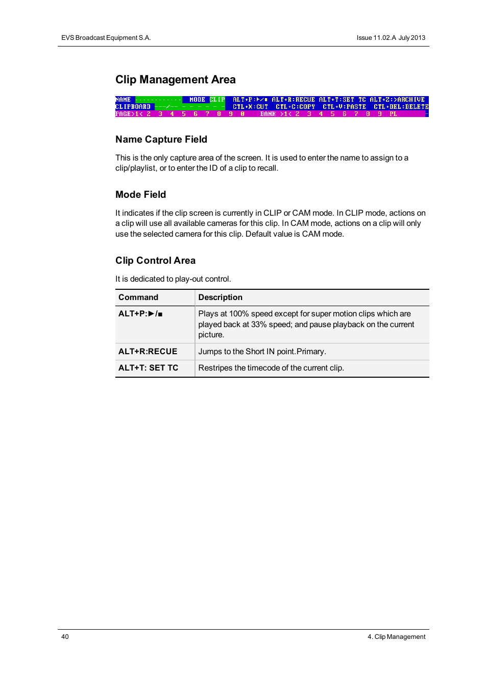 Clip management area | EVS XTnano Version 11.02 - July 2013 Operation Manual User Manual | Page 48 / 102