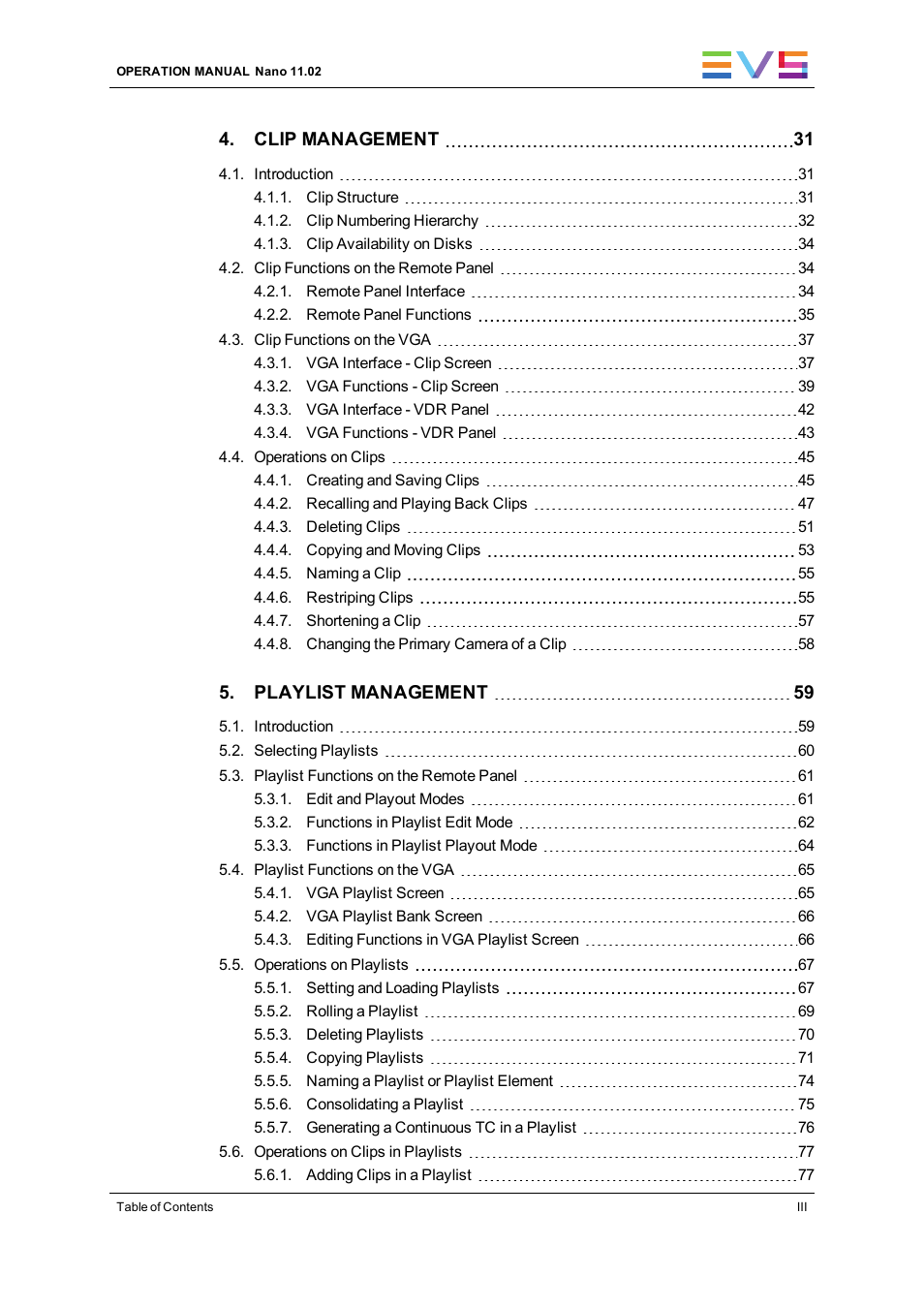 EVS XTnano Version 11.02 - July 2013 Operation Manual User Manual | Page 5 / 102