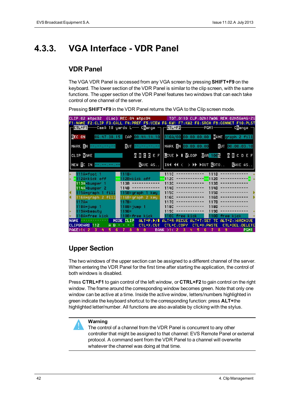 Vga interface - vdr panel, Vdr panel | EVS XTnano Version 11.02 - July 2013 Operation Manual User Manual | Page 50 / 102