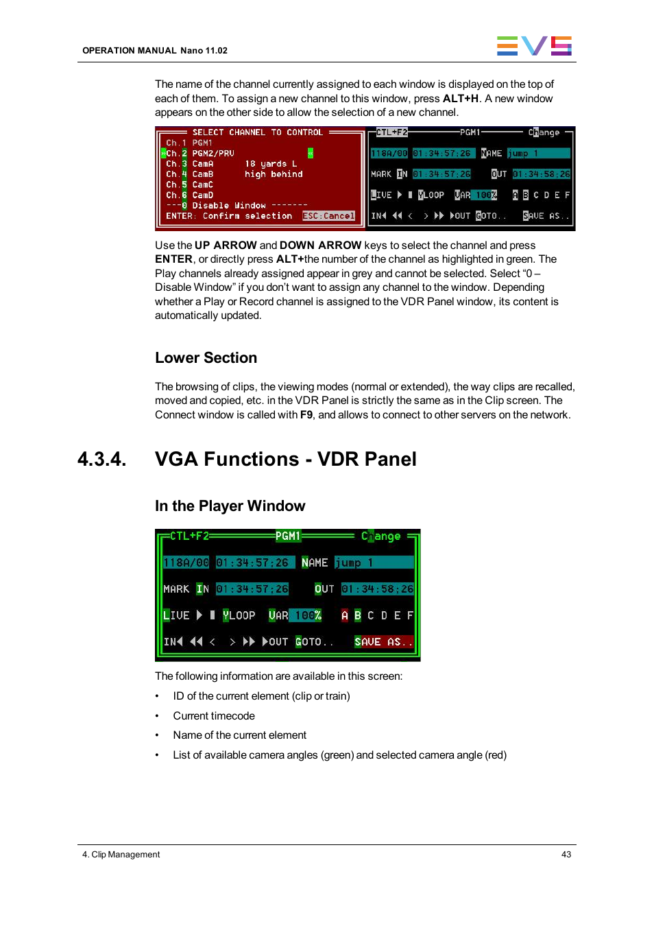 Vga functions - vdr panel | EVS XTnano Version 11.02 - July 2013 Operation Manual User Manual | Page 51 / 102