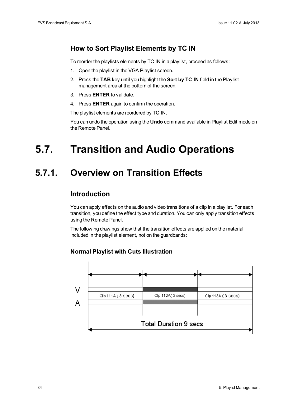 Transition and audio operations, Overview on transition effects | EVS XTnano Version 11.02 - July 2013 Operation Manual User Manual | Page 92 / 102