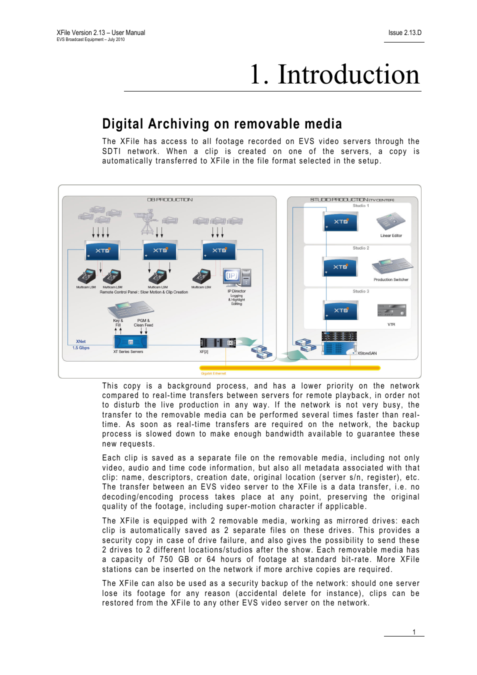 Introduction, Digital archiving on removable media | EVS Xfile Version 2.13 - July 2010 User Manual User Manual | Page 10 / 192