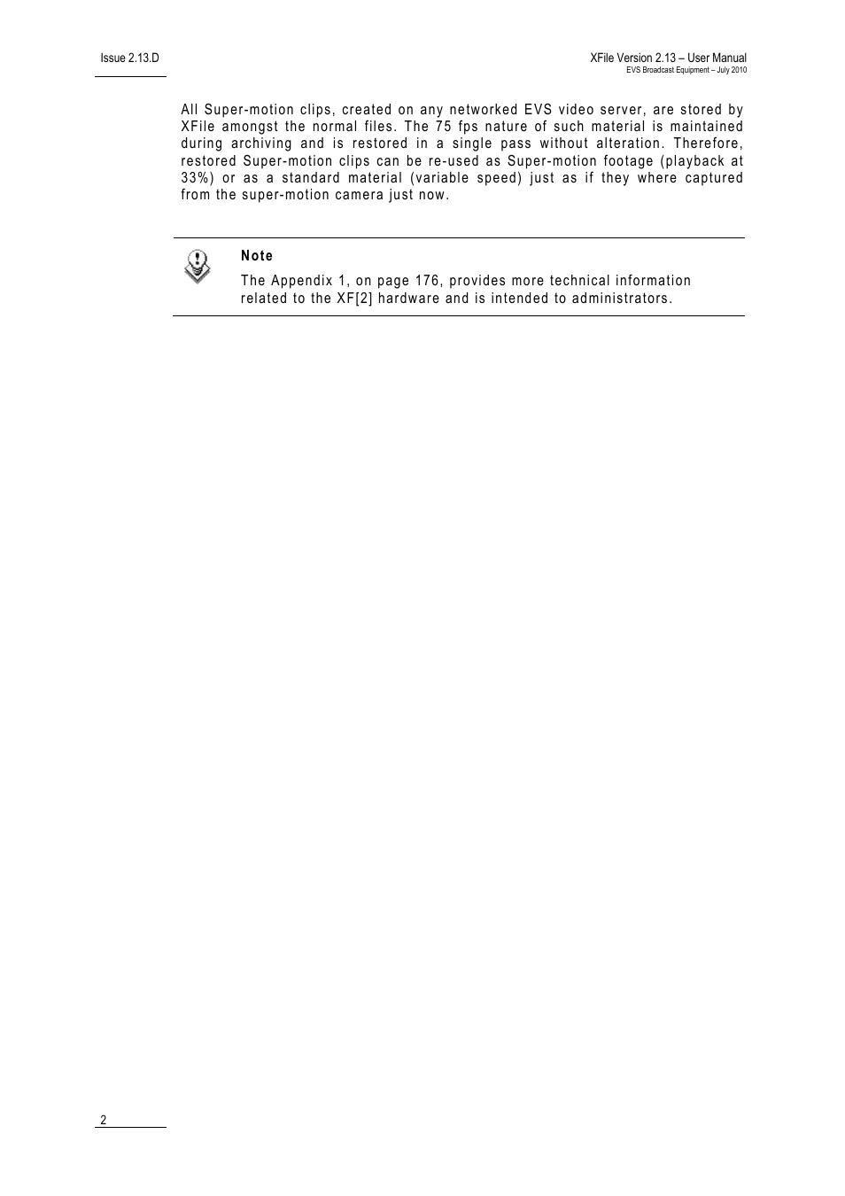 EVS Xfile Version 2.13 - July 2010 User Manual User Manual | Page 11 / 192