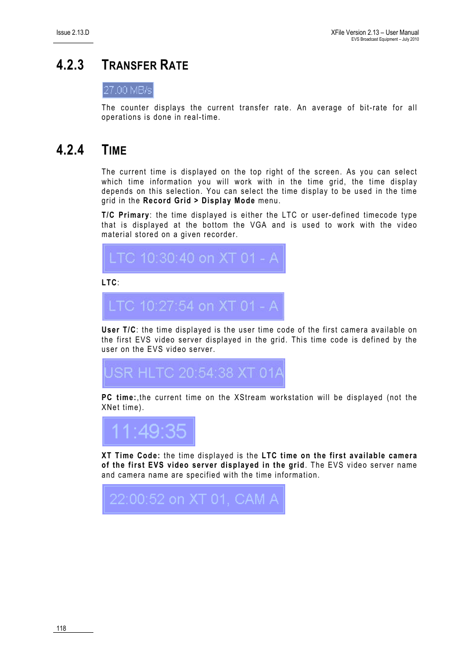 3 transfer rate, 4 time, Transfer rate | Time, Ransfer | EVS Xfile Version 2.13 - July 2010 User Manual User Manual | Page 127 / 192