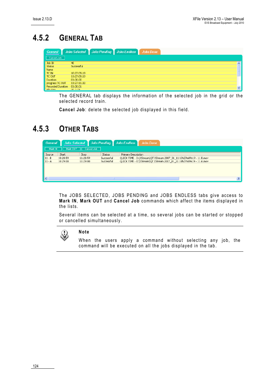 2 general tab, 3 other tabs, General tab | Other tabs, Eneral, Ther | EVS Xfile Version 2.13 - July 2010 User Manual User Manual | Page 133 / 192
