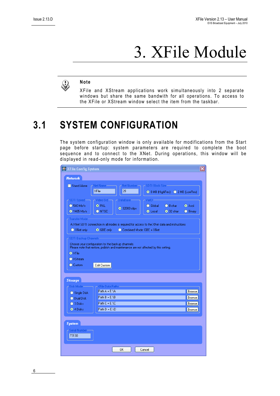 Xfile module, 1 system configuration, System configuration | EVS Xfile Version 2.13 - July 2010 User Manual User Manual | Page 15 / 192