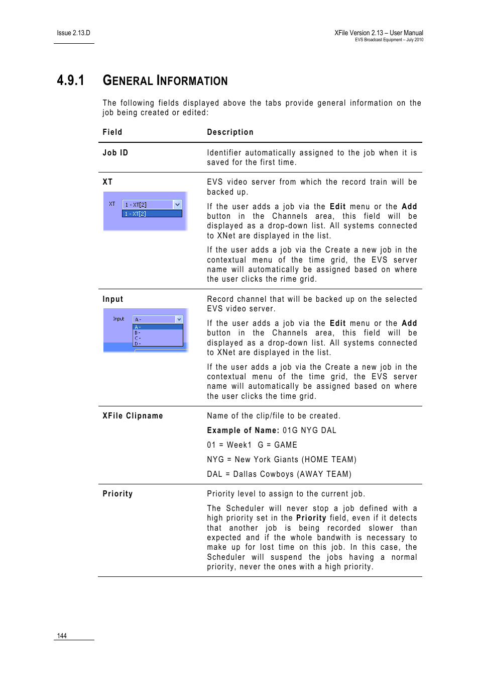 1 general information, General information, Eneral | Nformation | EVS Xfile Version 2.13 - July 2010 User Manual User Manual | Page 153 / 192