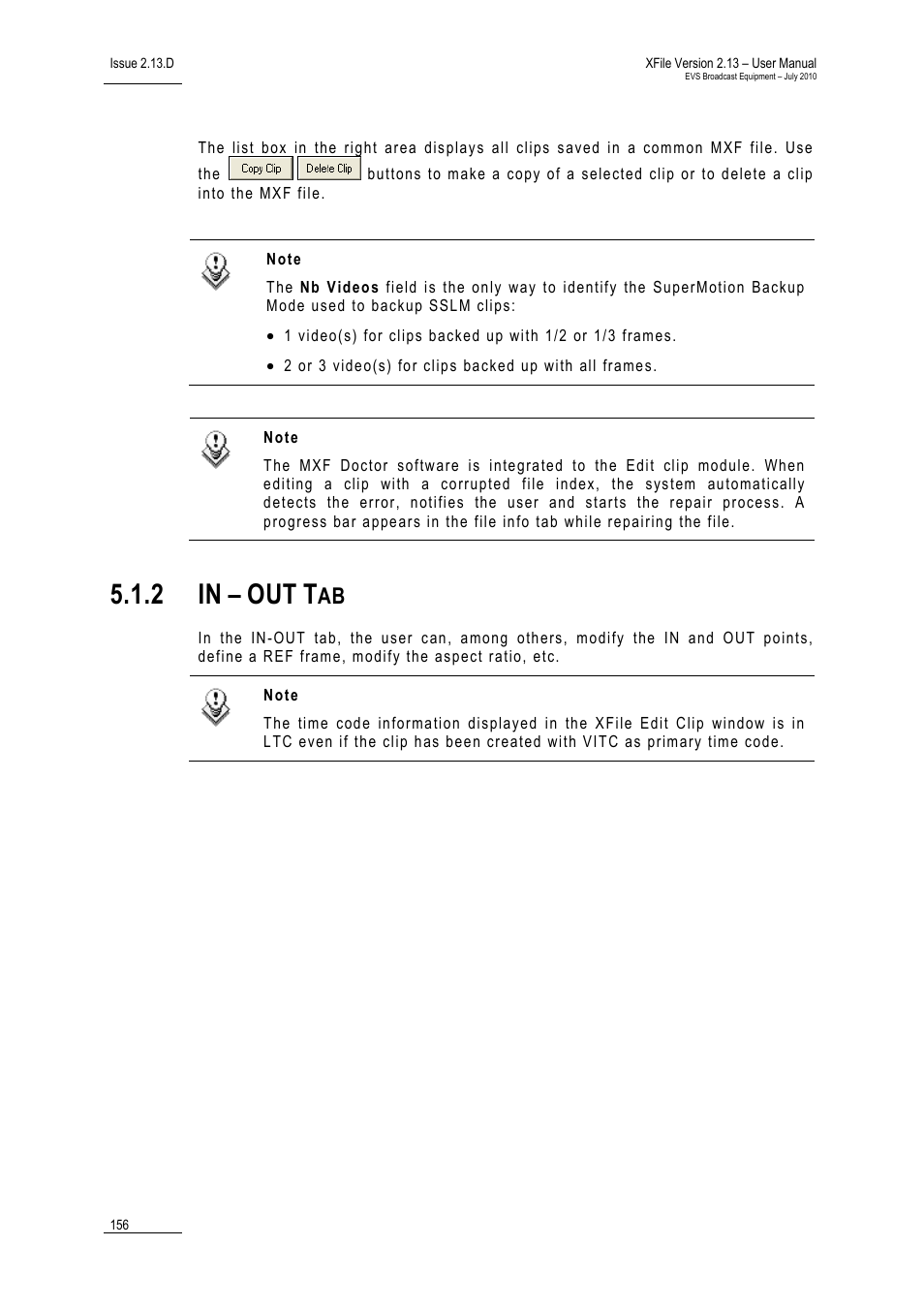 2 in – out tab, In – out tab, 2 in | EVS Xfile Version 2.13 - July 2010 User Manual User Manual | Page 165 / 192