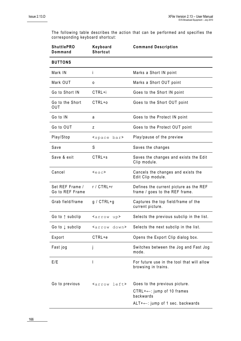 EVS Xfile Version 2.13 - July 2010 User Manual User Manual | Page 175 / 192