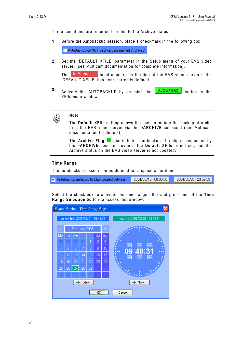 Time range | EVS Xfile Version 2.13 - July 2010 User Manual User Manual | Page 29 / 192