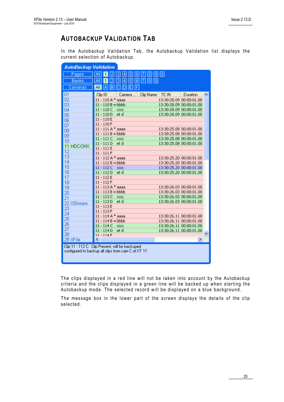 Autobackup validation tab | EVS Xfile Version 2.13 - July 2010 User Manual User Manual | Page 34 / 192