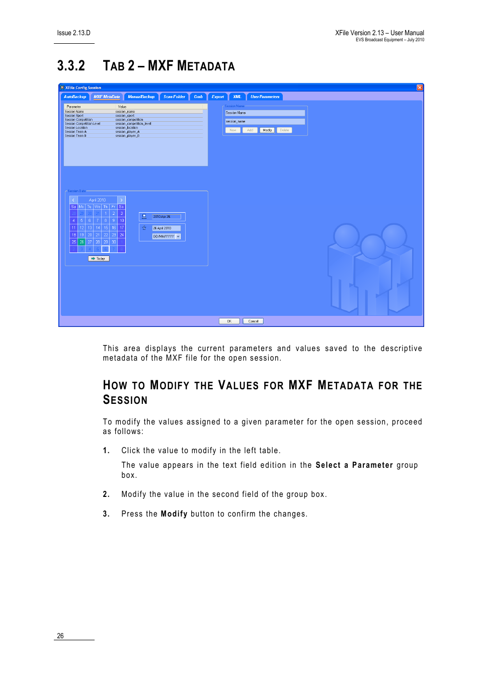 2 tab 2 – mxf metadata, Tab 2 – mxf metadata | EVS Xfile Version 2.13 - July 2010 User Manual User Manual | Page 35 / 192