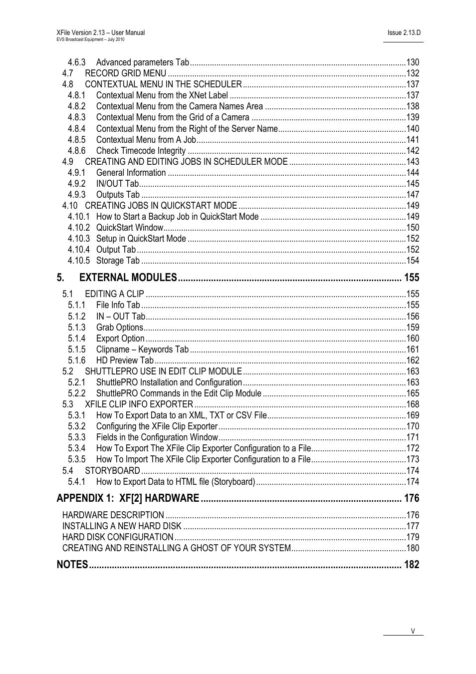 External modules, Appendix 1: xf[2] hardware | EVS Xfile Version 2.13 - July 2010 User Manual User Manual | Page 6 / 192