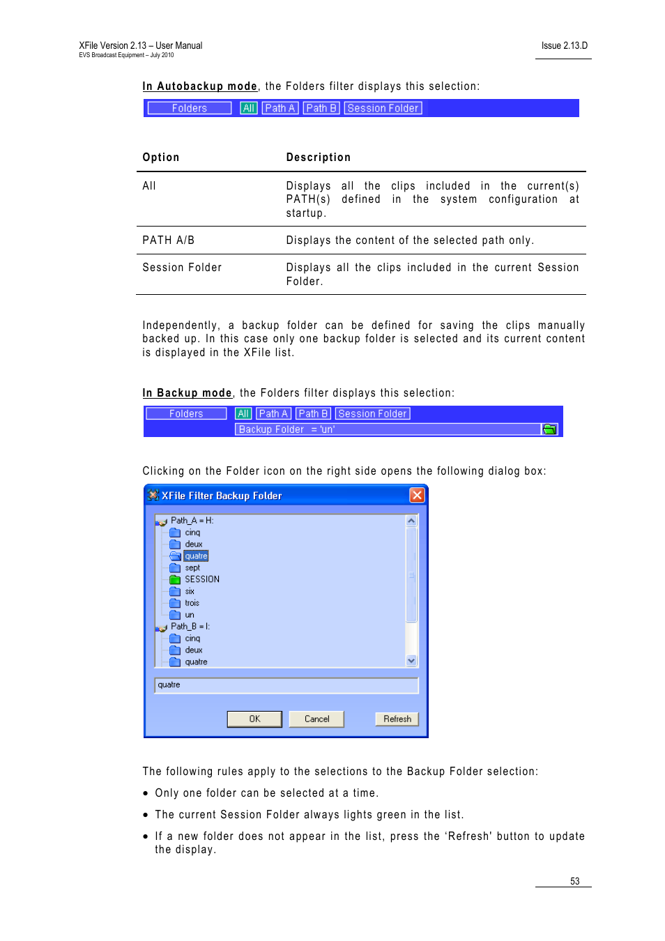 EVS Xfile Version 2.13 - July 2010 User Manual User Manual | Page 62 / 192