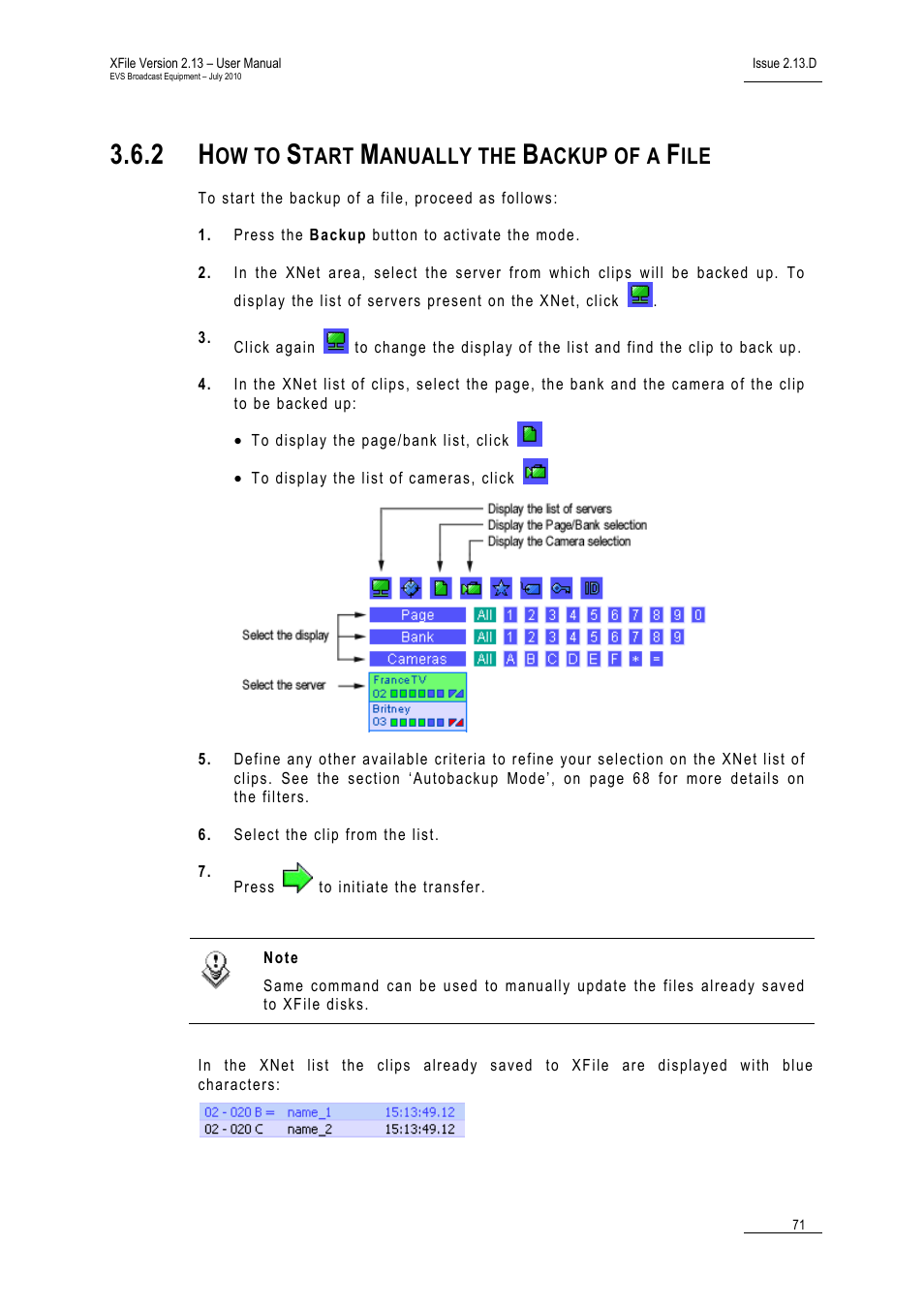 2 how to start manually the backup of a file, How to start manually the backup of a file, Ow to | Tart, Anually the, Ackup of a | EVS Xfile Version 2.13 - July 2010 User Manual User Manual | Page 80 / 192