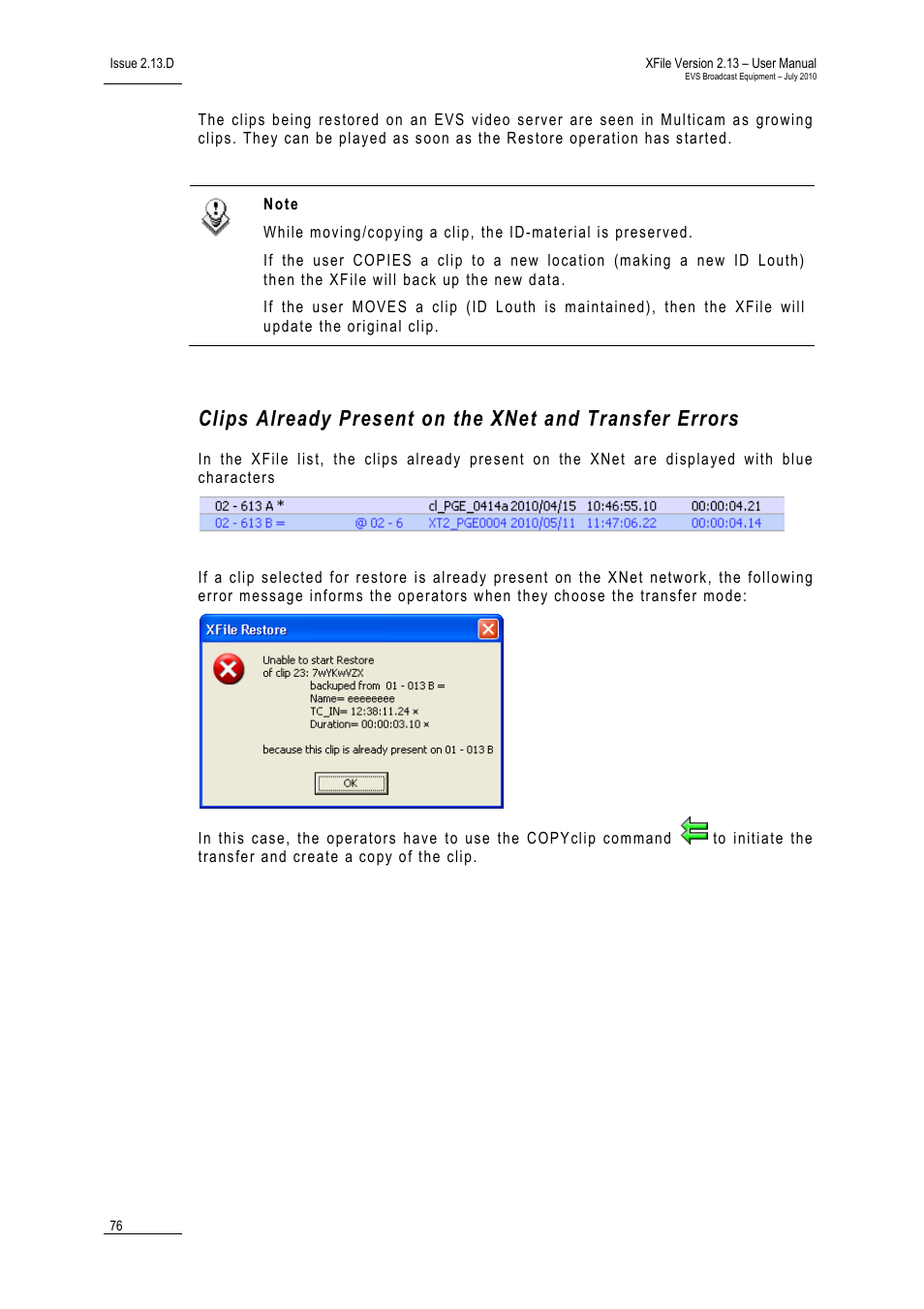 EVS Xfile Version 2.13 - July 2010 User Manual User Manual | Page 85 / 192