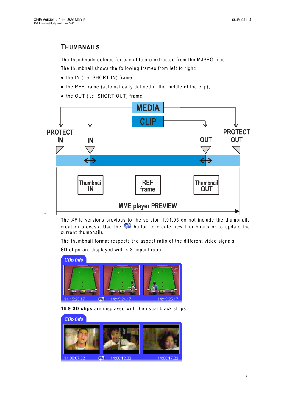 Thumbnails, Humbnails | EVS Xfile Version 2.13 - July 2010 User Manual User Manual | Page 96 / 192