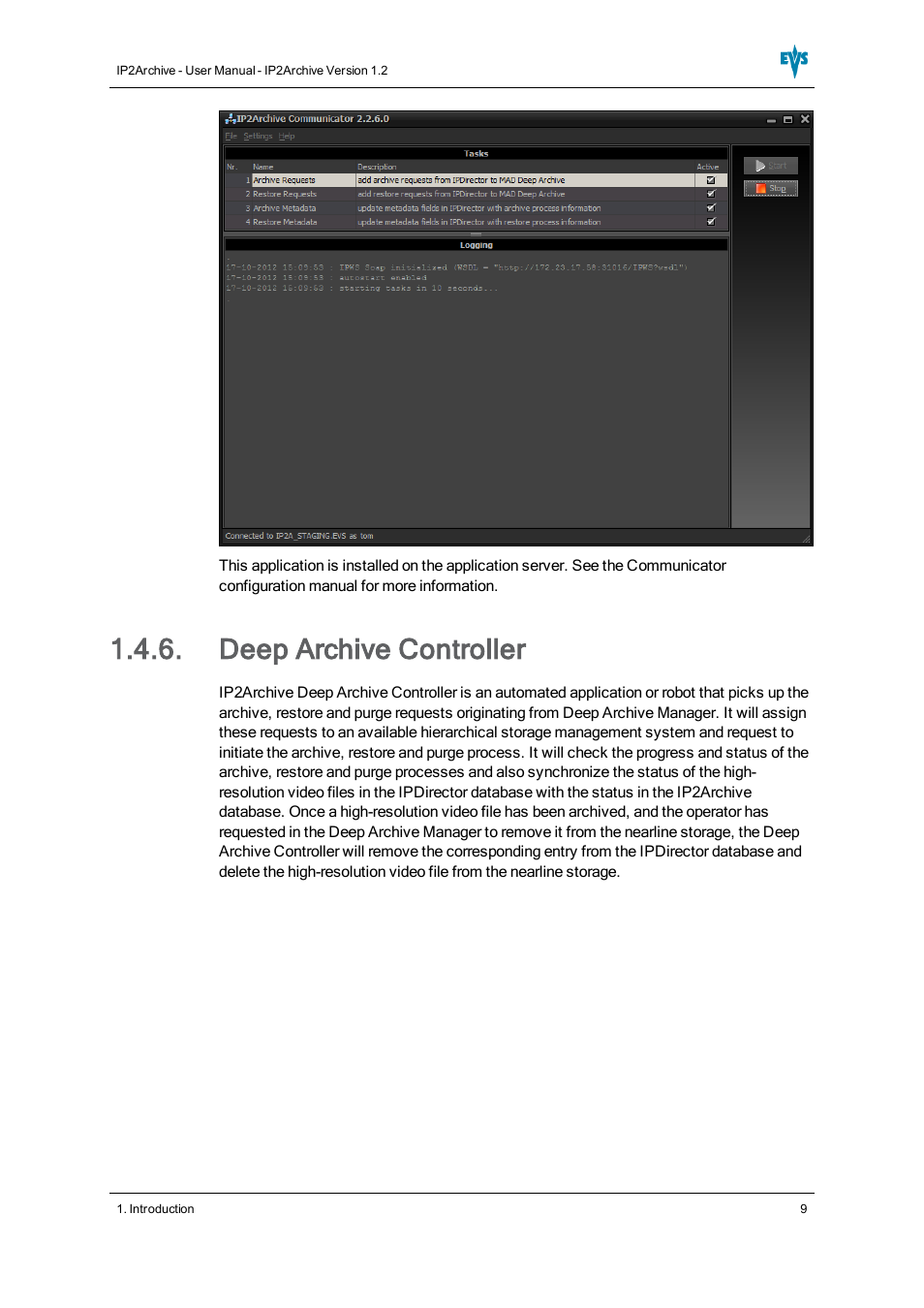 Deep archive controller | EVS IP2Archive Version 1.2 - October 2012 User Manual User Manual | Page 14 / 30