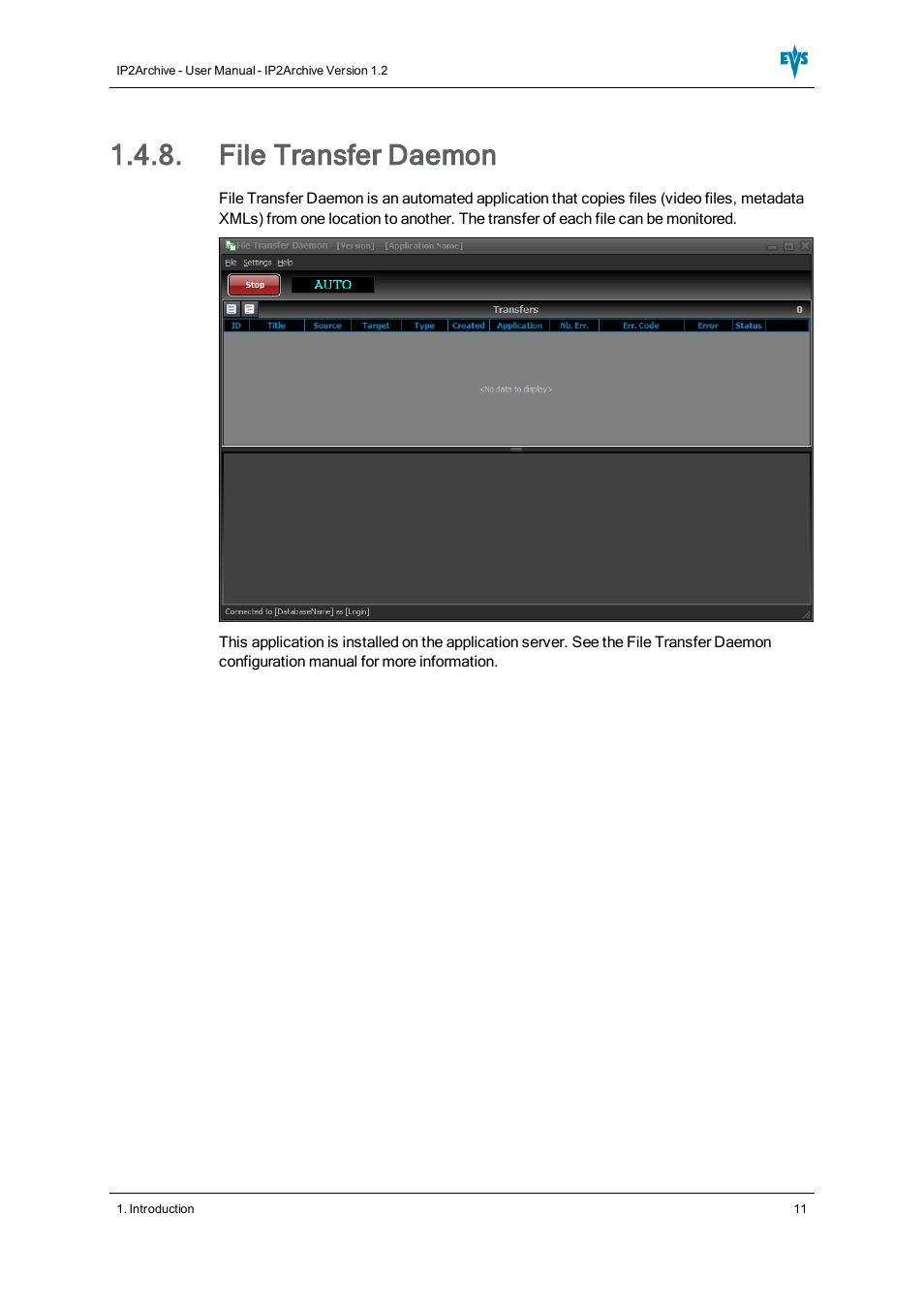 File transfer daemon | EVS IP2Archive Version 1.2 - October 2012 User Manual User Manual | Page 16 / 30