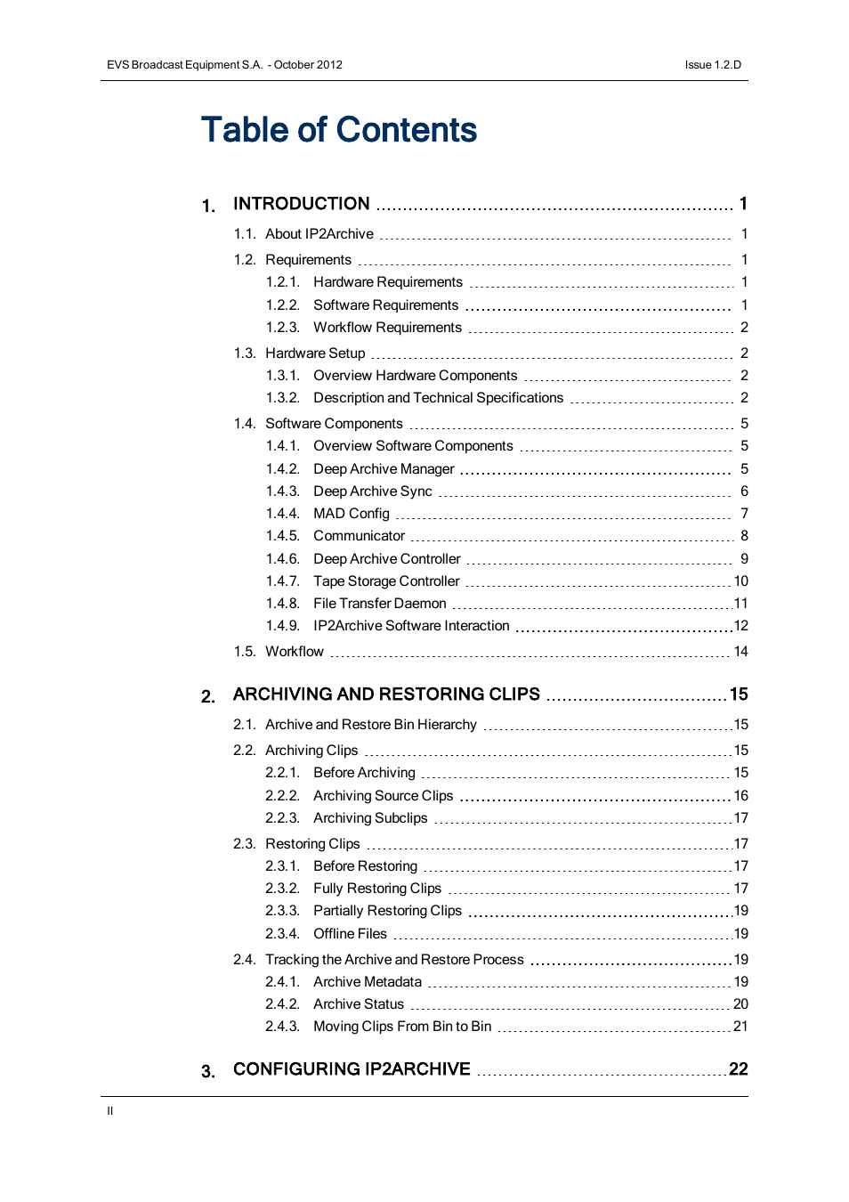EVS IP2Archive Version 1.2 - October 2012 User Manual User Manual | Page 3 / 30