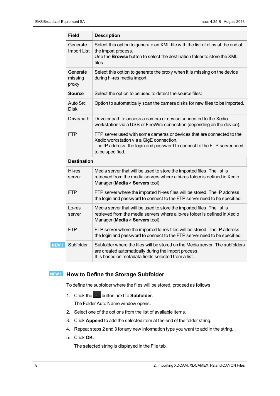 EVS XEDIO Importer Version 4.35 - August 2013 User Manual User Manual | Page 16 / 38