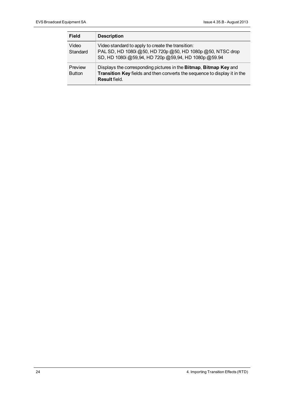 EVS XEDIO Importer Version 4.35 - August 2013 User Manual User Manual | Page 32 / 38