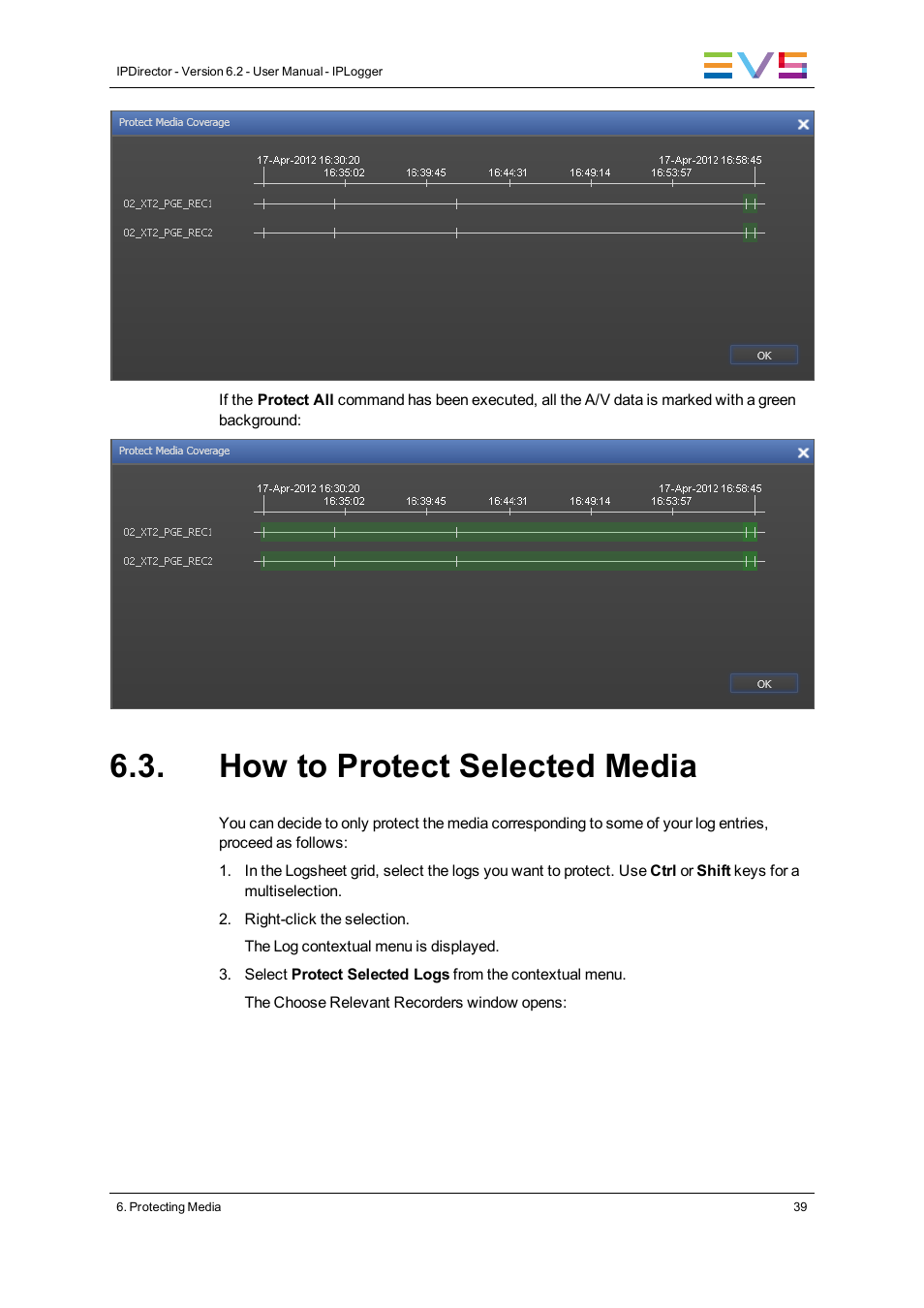 How to protect selected media | EVS IPDirector Version 6.2 - June 2013 IPLOGGER User Manual User Manual | Page 49 / 74