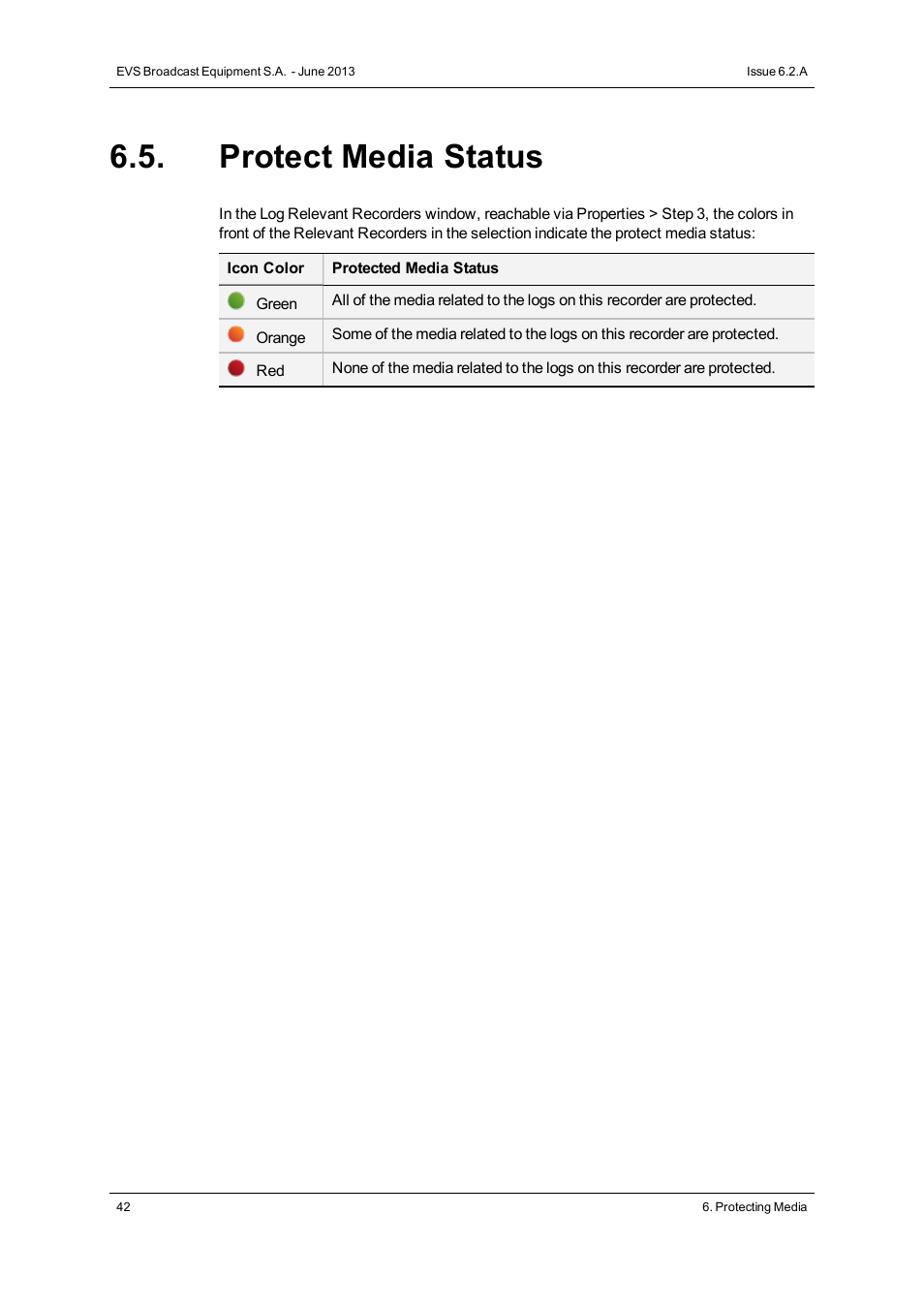 Protect media status | EVS IPDirector Version 6.2 - June 2013 IPLOGGER User Manual User Manual | Page 52 / 74