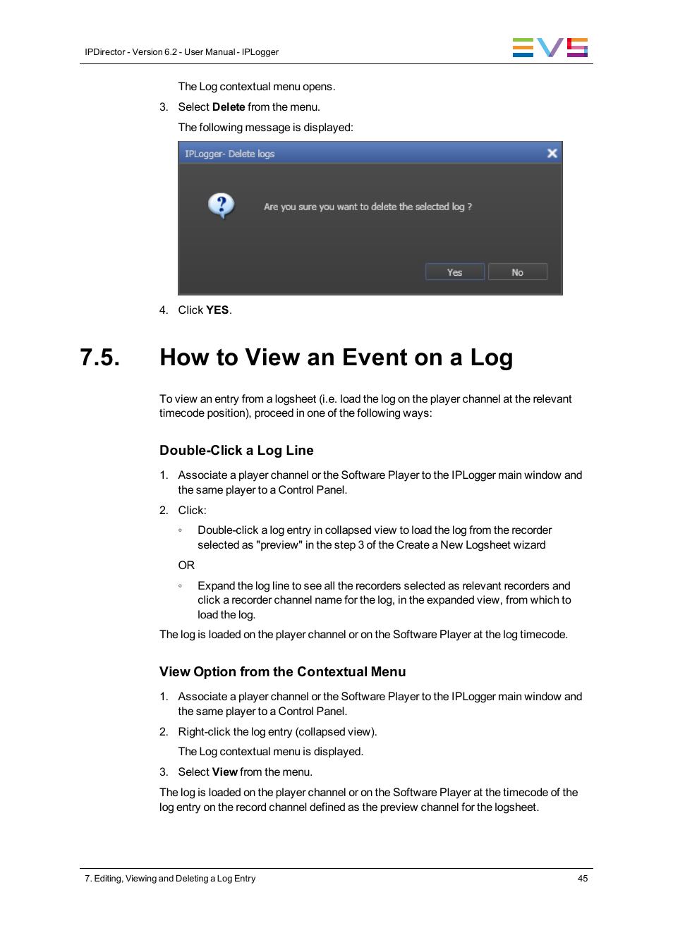 How to view an event on a log | EVS IPDirector Version 6.2 - June 2013 IPLOGGER User Manual User Manual | Page 55 / 74