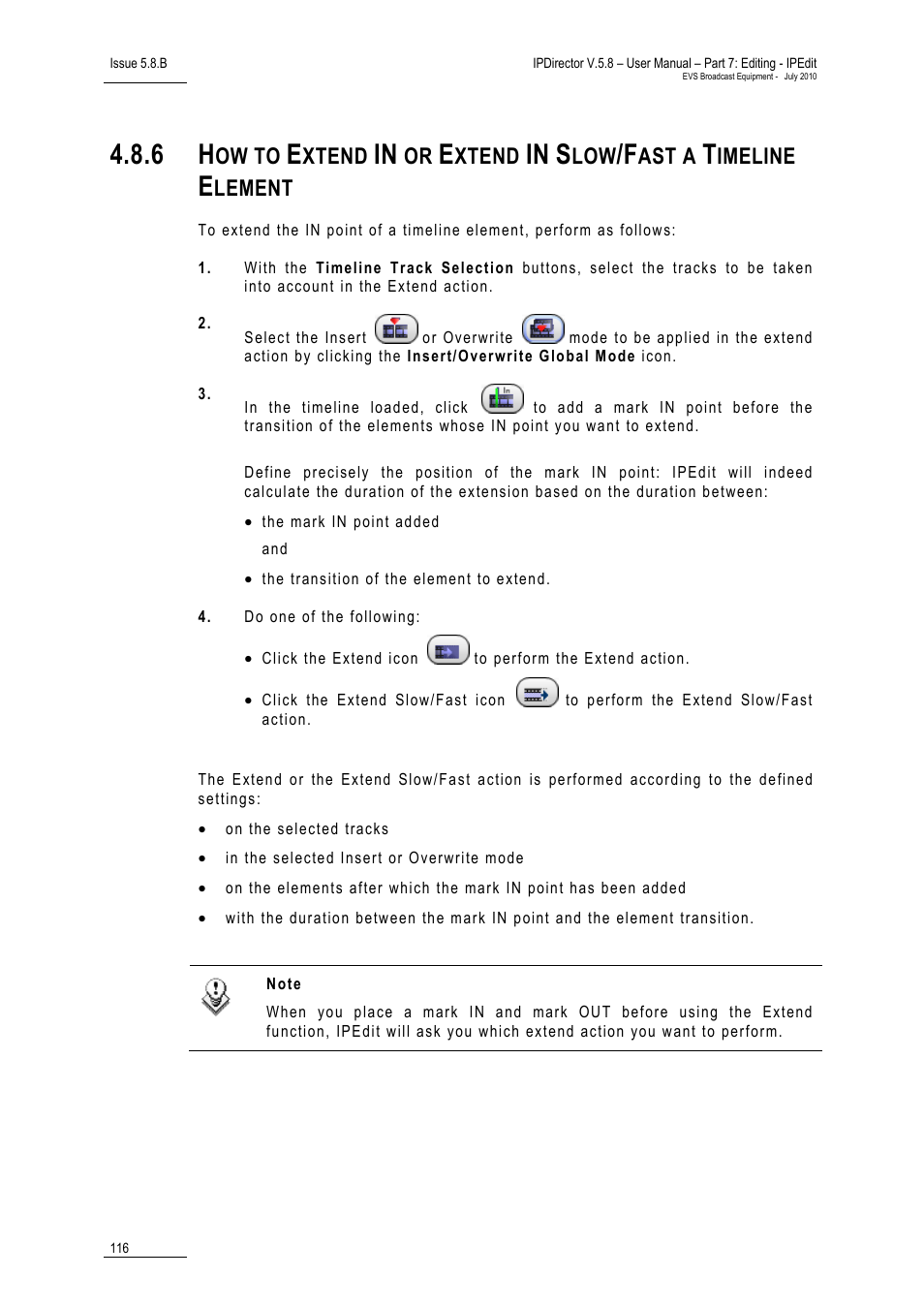 Ow to, Xtend, Ast a | Imeline, Lement | EVS IPDirector Version 5.8 - July 2010 Part 7 User's Manual User Manual | Page 129 / 229