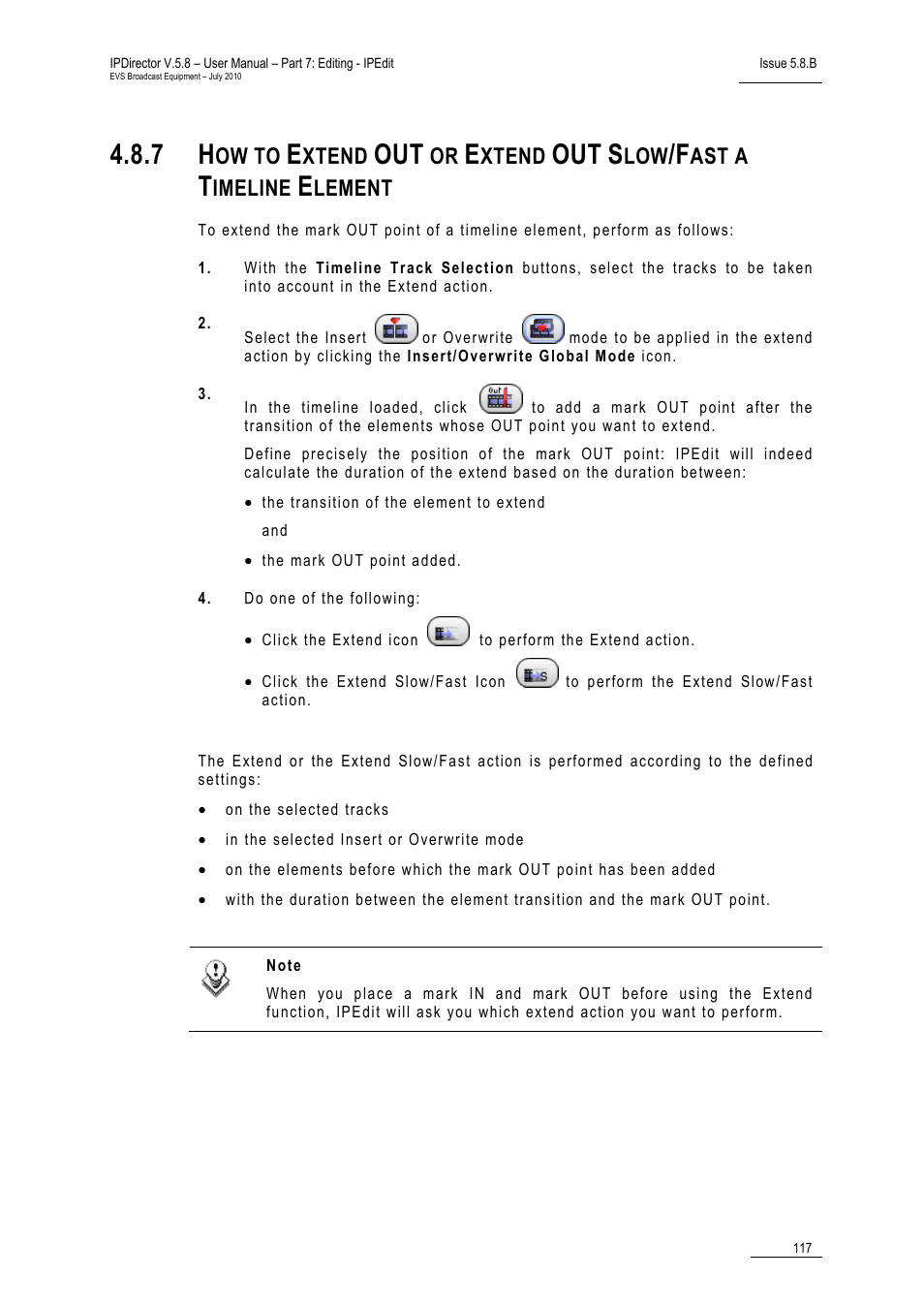 Ow to, Xtend, Ast a | Imeline, Lement | EVS IPDirector Version 5.8 - July 2010 Part 7 User's Manual User Manual | Page 130 / 229