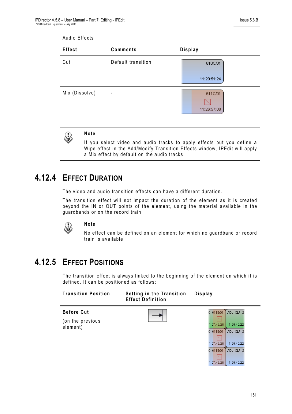 4 effect duration, 5 effect positions, Effect duration | Effect positions, 4, on, 5, on, Ffect, Uration, Ositions | EVS IPDirector Version 5.8 - July 2010 Part 7 User's Manual User Manual | Page 164 / 229