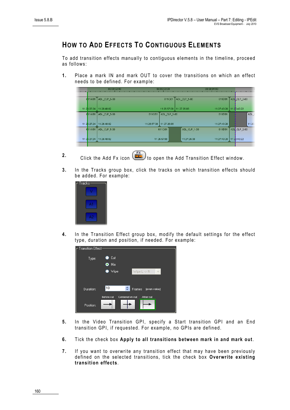 How to add effects to contiguous elements | EVS IPDirector Version 5.8 - July 2010 Part 7 User's Manual User Manual | Page 173 / 229