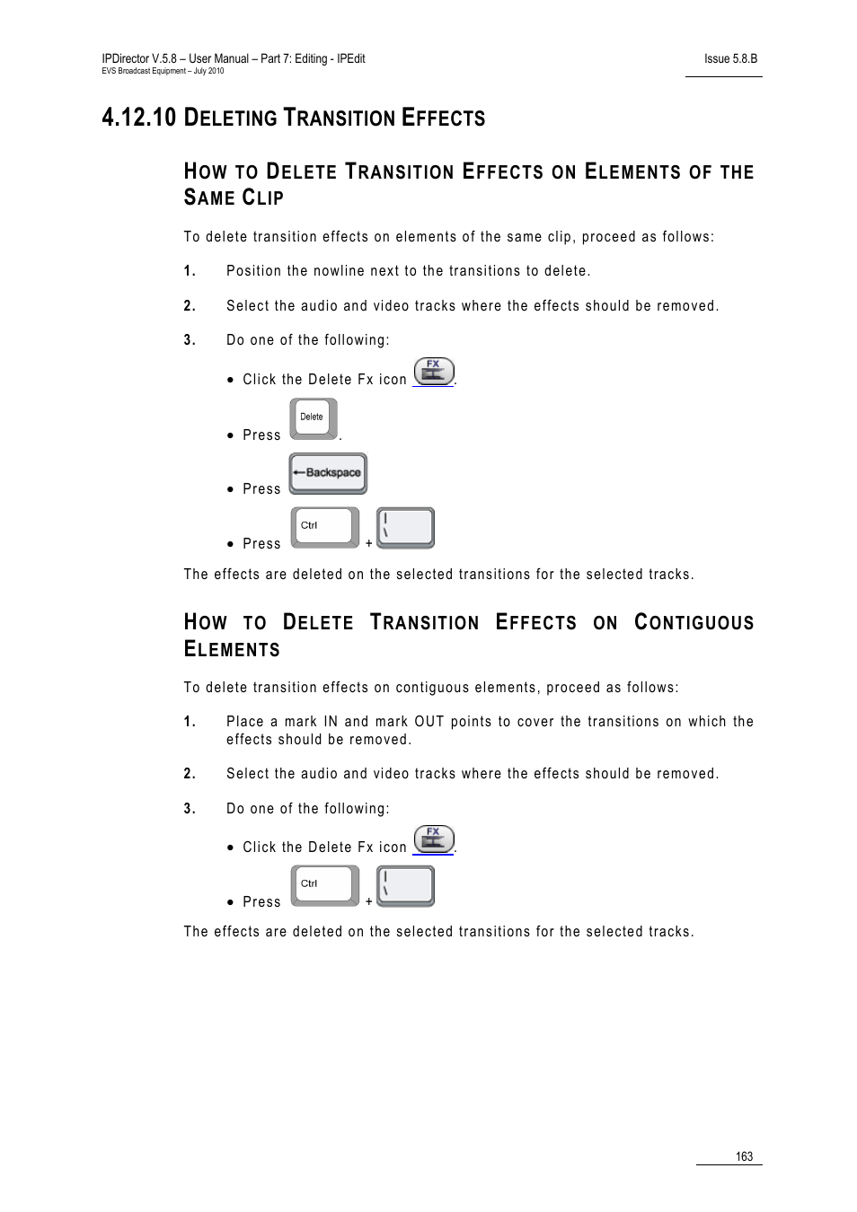 10 deleting transition effects, Deleting transition effects, 10 d | Eleting, Ransition, Ffects | EVS IPDirector Version 5.8 - July 2010 Part 7 User's Manual User Manual | Page 176 / 229
