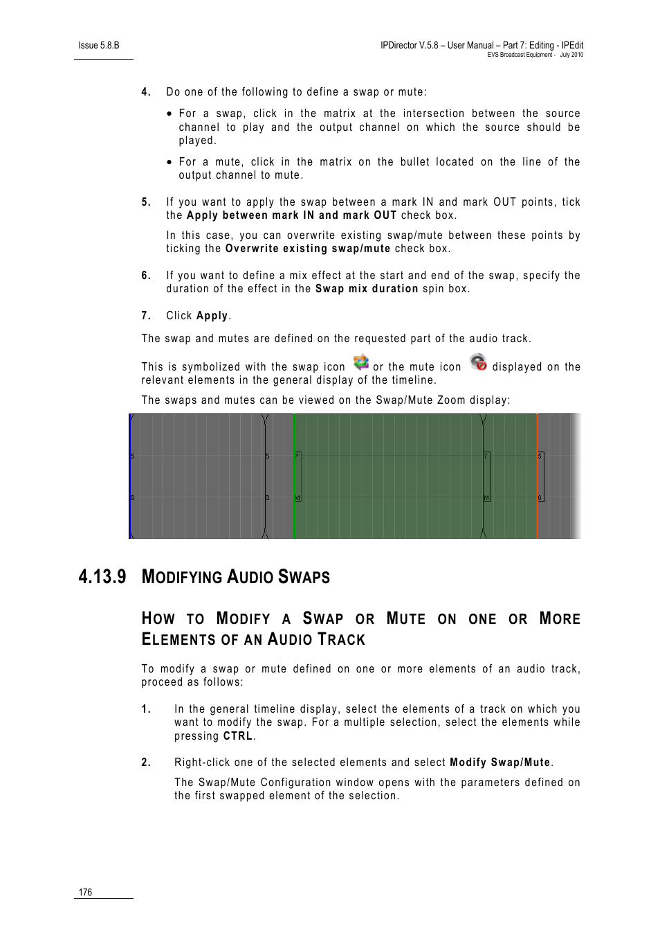 9 modifying audio swaps, Modifying audio swaps, 9 ‘modifying audio swaps | Odifying, Udio, Waps | EVS IPDirector Version 5.8 - July 2010 Part 7 User's Manual User Manual | Page 189 / 229