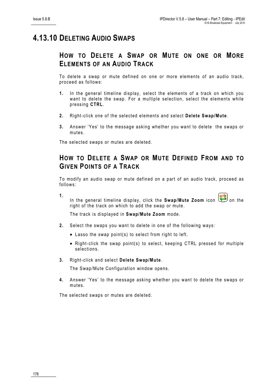 10 deleting audio swaps, Deleting audio swaps, 10 ‘deleting audio swaps | 10 d | EVS IPDirector Version 5.8 - July 2010 Part 7 User's Manual User Manual | Page 191 / 229