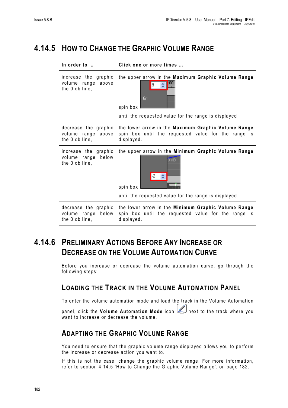 5 how to change the graphic volume range, Loading the track in the volume automation panel, Adapting the graphic volume range | How to change the graphic volume range | EVS IPDirector Version 5.8 - July 2010 Part 7 User's Manual User Manual | Page 195 / 229