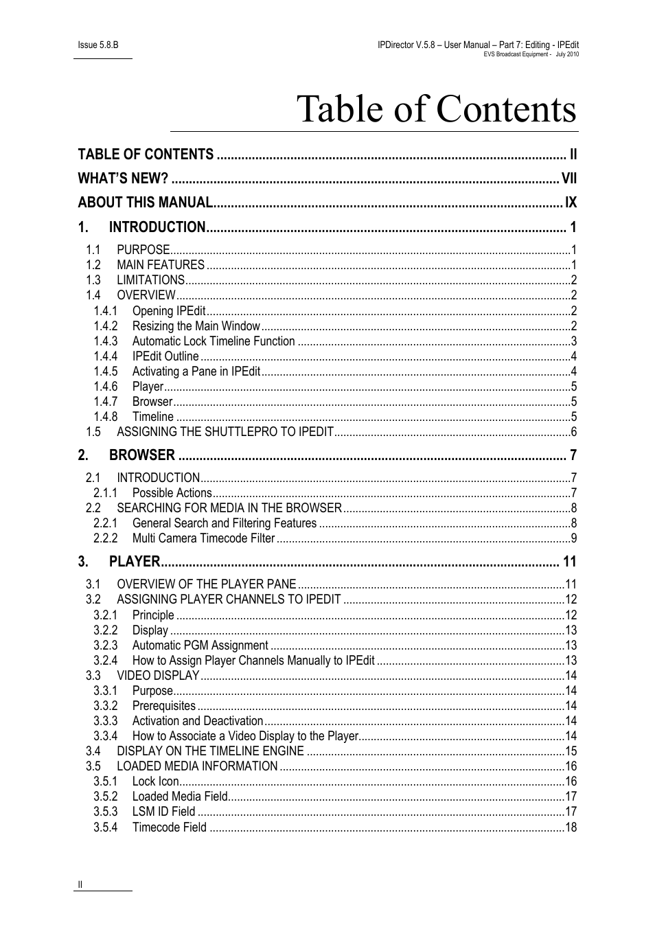 EVS IPDirector Version 5.8 - July 2010 Part 7 User's Manual User Manual | Page 3 / 229