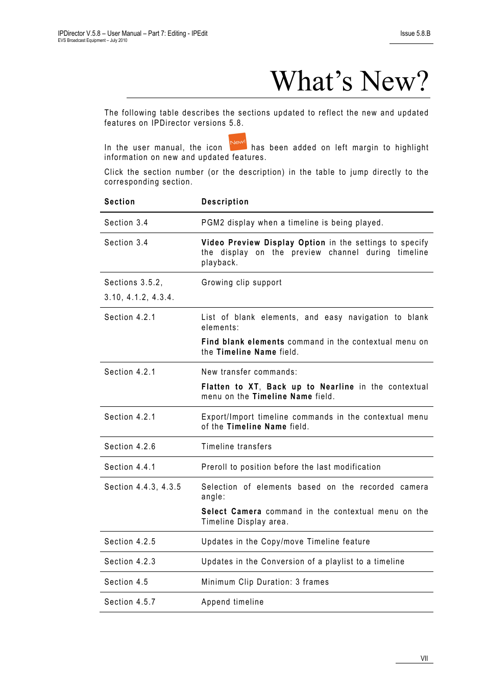 What’s new | EVS IPDirector Version 5.8 - July 2010 Part 7 User's Manual User Manual | Page 8 / 229