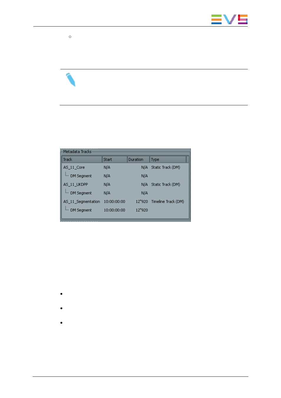 Metadata tracks, 4 metadata tracks | EVS OpenCube MXFTK Version 2.6 - October 2013 User Manual User Manual | Page 23 / 42