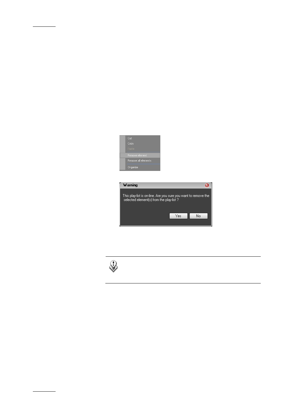 9 how to remove elements from a play-list, How to remove elements from a play-list, Ow to | Emove, Lements, Rom a | EVS IPDirector Version 4.3 - October 2007 Part 3 User's Manual User Manual | Page 103 / 204