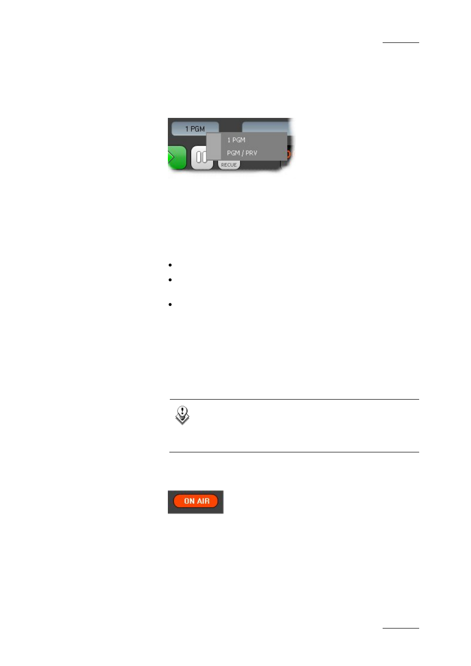 1 pgm / pgm-prv mode, On-air, Pgm-prv | EVS IPDirector Version 4.3 - October 2007 Part 3 User's Manual User Manual | Page 134 / 204