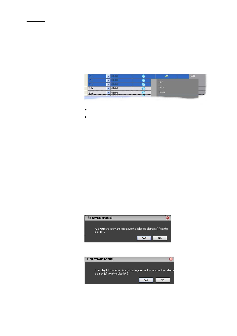 Cut/copy/paste an element, Remove element | EVS IPDirector Version 4.3 - October 2007 Part 3 User's Manual User Manual | Page 149 / 204