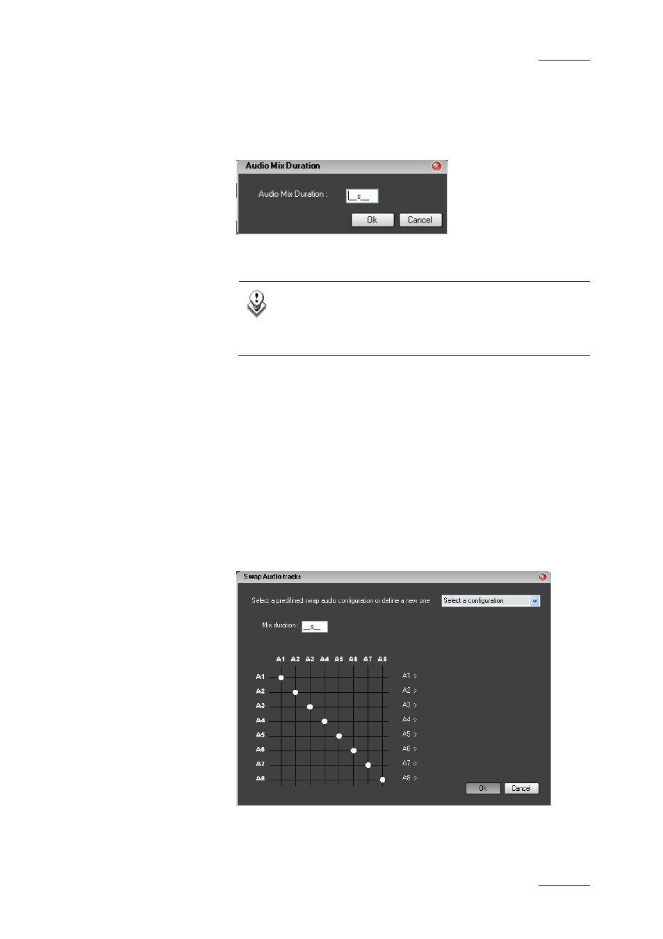 Mute off, Swap audio tracks, Swap audio tracks window | EVS IPDirector Version 4.3 - October 2007 Part 3 User's Manual User Manual | Page 162 / 204