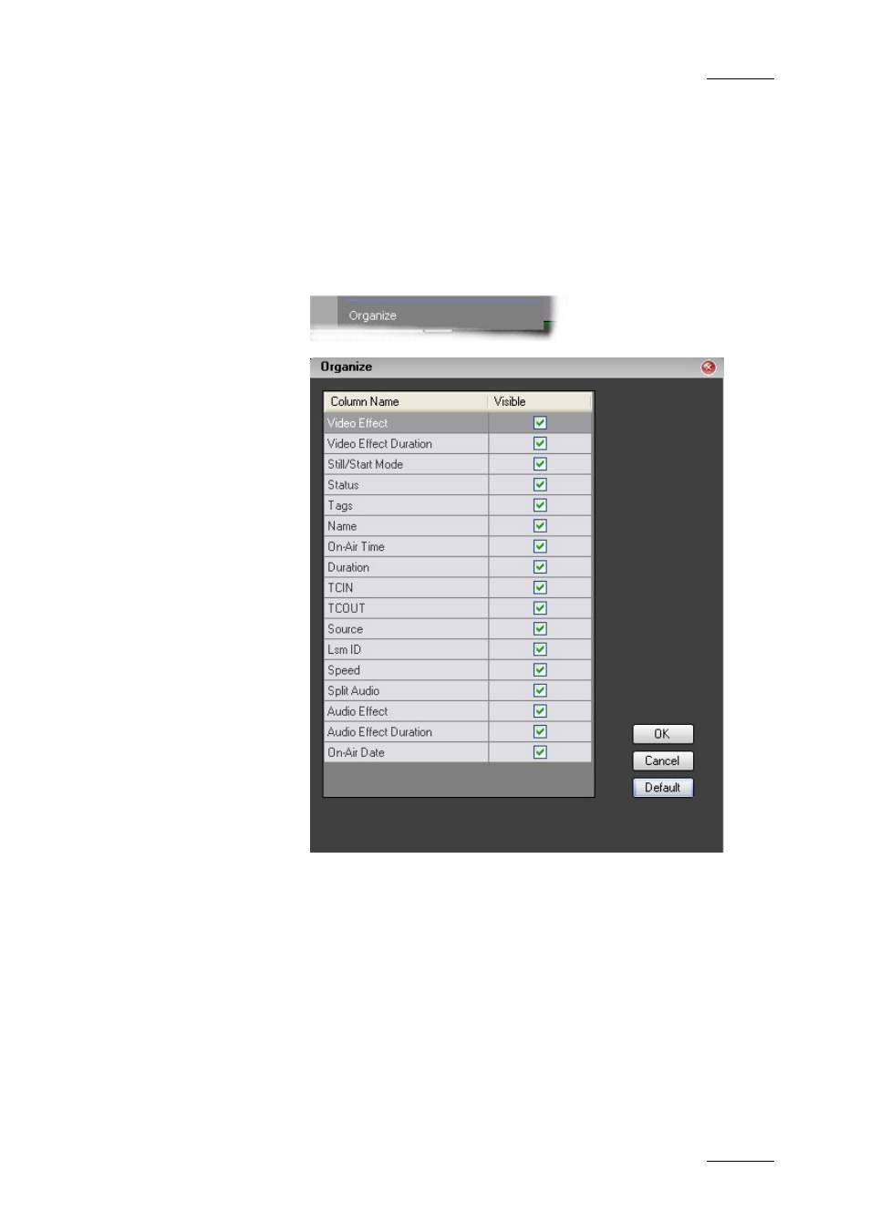 4 organizing the columns of the edit play-list tab, Organizing the columns of the edit play-list tab | EVS IPDirector Version 4.3 - October 2007 Part 3 User's Manual User Manual | Page 168 / 204